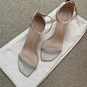 Stuart Weitzman Glitter Silver Heels